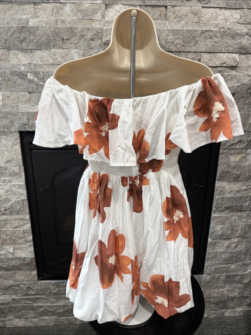 Modenaire Off-Shoulder Floral Ruffled Flared Mini Dress - Picture 7 of 8